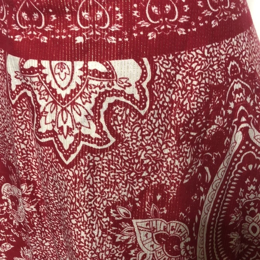 BCBG Maxazria red and gold bohemian style wrap skirt size XS - Picture 4 of 12